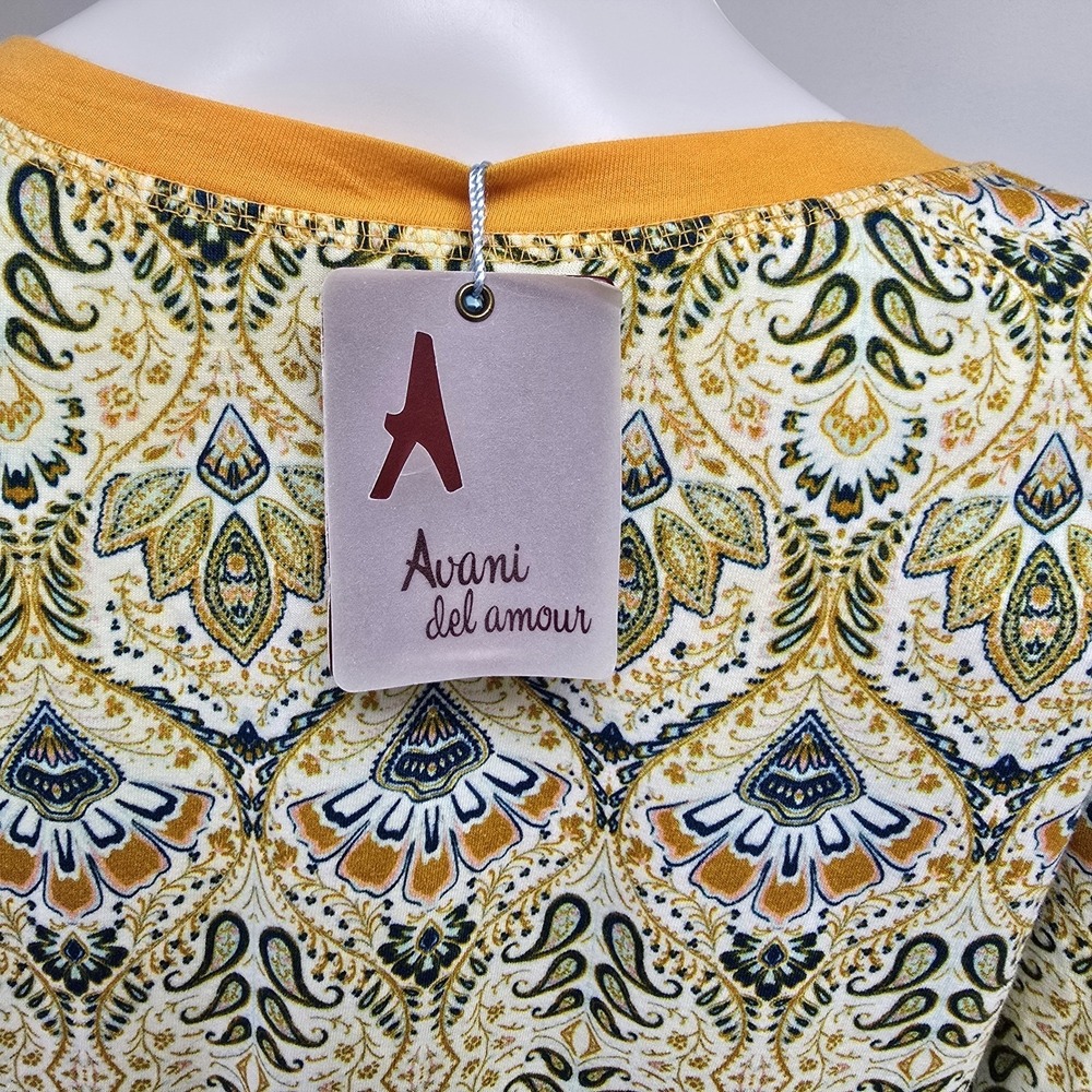 Avani Del Amour Shirt Embroidered Boho Top Long Slv Paisley Floral Size S NWT - Picture 7 of 8
